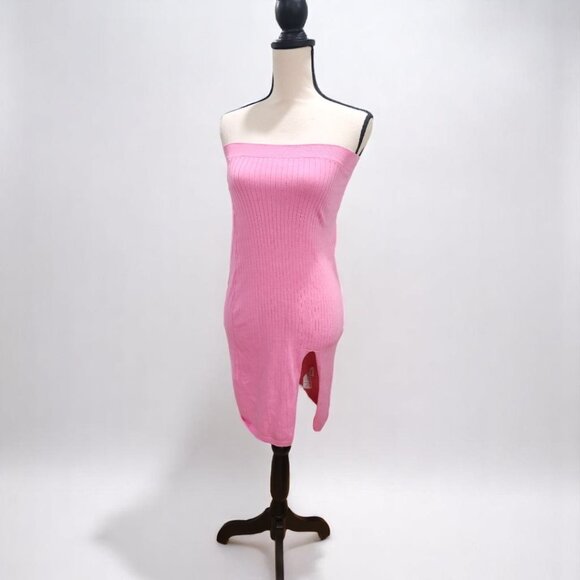 NWOT Knit pink tube dress with leg split by Free people - Picture 2 of 6